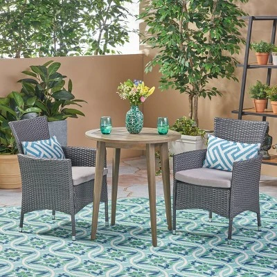 Bruna 3pc Wood & Wicker Bistro Set - Gray/Gray - Christopher Knight Home 1 Bruna 3pc Wood & Wicker Bistro Set - Gray/Gray - Christopher Knight Home