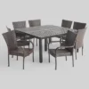 Bullpond 9pc Aluminum And Wicker Dining Set - Christopher Knight Home