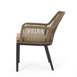 2pk Russel Outdoor Wicker Dining Chairs With Cushions Light Brown/Beige - Christopher Knight Home -Knight Outdoor Cheap Store GUEST 02c7fd1a 8354 49a6 a188 13b0ba1d1851