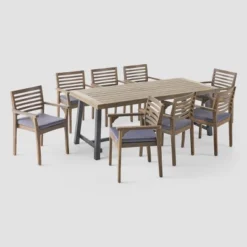 Atlantic 9pc Acacia Wood Dining Set - Christopher Knight Home -Knight Outdoor Cheap Store GUEST 043623f1 692e 4706 922b eb1ea91849d9