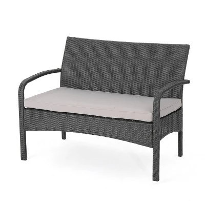 Cordoba 4pc Wicker Patio Chat Set With Cushions - Christopher Knight Home 2 Cordoba 4pc Wicker Patio Chat Set With Cushions - Christopher Knight Home - Image 2