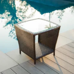 Weston Wicker With Glass Top Patio Side Table - Multi-Brown - Christopher Knight Home -Knight Outdoor Cheap Store GUEST 0a6f92fe 718f 442e 88af 7cc790fc1c4a