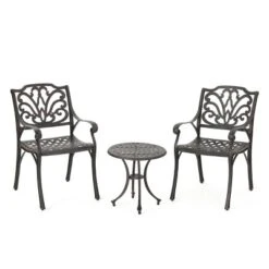 Lola 3pc Cast Aluminum Chat Set - Bronze - Christopher Knight Home