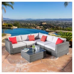 Santa Rosa 6pc Wicker Seating Sectional Set With Cushions - Christopher Knight Home -Knight Outdoor Cheap Store GUEST 0e59bed4 d8b8 4dd4 8519 ef787509b954