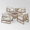 Belgian 6pc Acacia Wood Fire Conversation Set - Christopher Knight Home