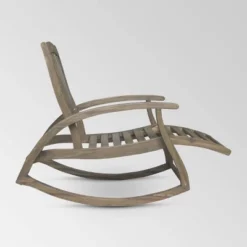 Sunview 2pk Acacia Wood Recliner Rocking Chairs - Gray - Christopher Knight Home