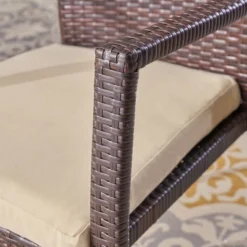 Baldwin 5pc Acacia Wood & Wicker Dining Set - Teak/Brown/Cream - Christopher Knight Home -Knight Outdoor Cheap Store GUEST 15ddbf2b 2477 4b5c b47f 65be1ccd8f0d