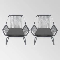 Milan 2pk Steel Club Chairs - Gray/White - Christopher Knight Home