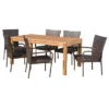 Lambert 7pc Acacia & Wicker Dining Set - Teak/Brown - Christopher Knight Home