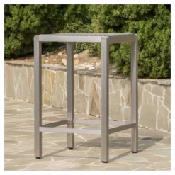 Cape Coral Square Aluminum And Wicker Bar Table - Gray - Christopher Knight Home