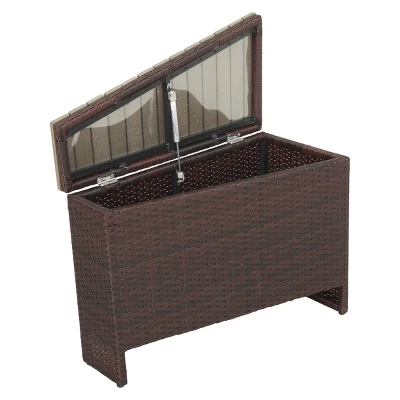 Madras Tortuga 8pc Wicker 1/2 Round Seating Set With Ice Bucket Ottoman - Brown/Beige - Christopher Knight Home 2 Madras Tortuga 8pc Wicker 1/2 Round Seating Set With Ice Bucket Ottoman - Brown/Beige - Christopher Knight Home - Image 2