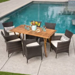 Bennett 7pc Acacia Wood And Wicker Dining Set - Christopher Knight Home 13 Bennett 7pc Acacia Wood And Wicker Dining Set - Christopher Knight Home -Knight Outdoor Cheap Store GUEST 1c7bd47e ff55 4eaf 8afa 3b3bec8eb528