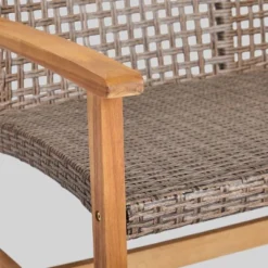 Hampton Wicker Loveseat - Natural/Gray - Christopher Knight Home -Knight Outdoor Cheap Store GUEST 1c882ece 4c48 40ba 892f a13f61f0514e