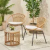 Specter 3pc Patio Wicker Chat Set - Light Brown/Beige/Black - Christopher Knight Home