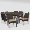 Chadney 9pc Wicker Dining Set - Brown/Cream - Christopher Knight Home
