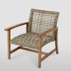 Hampton 4pk Wicker Mid-Century Club Chairs - Natural/Gray - Christopher Knight Home -Knight Outdoor Cheap Store GUEST 27497f39 79fa 4d24 ae7b 1ee644c19fe2