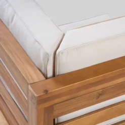 Oana 3pc Acacia Wood Patio Modular Sofa - Teak/Beige - Christopher Knight Home -Knight Outdoor Cheap Store GUEST 27ee2a4d 5e23 4406 8ad9 ffb4c0b73082