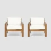 Santa Ana 2pk Acacia Wood Club Chairs Teak/Cream - Christopher Knight Home