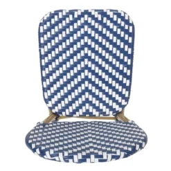 Picardy 3pc Outdoor Aluminum French Bistro Set - Navy/White/Bamboo - Christopher Knight Home -Knight Outdoor Cheap Store GUEST 294d3521 1f72 43e7 b0ce dd494193ddb9