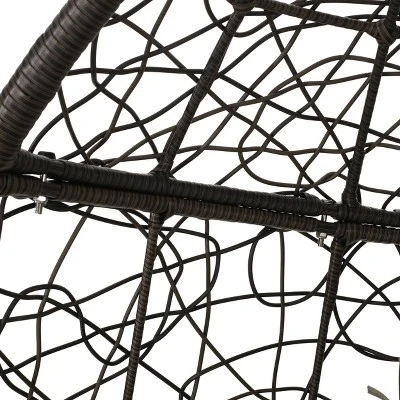 Castaic Indoor/Outdoor Wicker Hanging Chair With 8' Chain - Brown/Khaki - Christopher Knight Home 6 Castaic Indoor/Outdoor Wicker Hanging Chair With 8' Chain - Brown/Khaki - Christopher Knight Home - Image 6