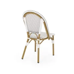Elize 2pk Outdoor French Bistro Chairs - Gray/White/Bamboo - Christopher Knight Home -Knight Outdoor Cheap Store GUEST 2ab45eb3 d5f8 4956 b59c 20f550620907