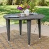 Dominica Round Wicker Dining Table Gray - Christopher Knight Home