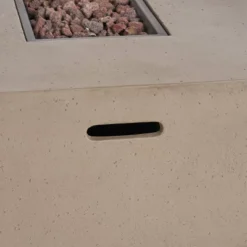 Perla 5pc Acacia Wood Sofa With Rectangular Fire Table - Teak/Cream/Light Gray - Christopher Knight Home -Knight Outdoor Cheap Store GUEST 2d2a0d7b 34c5 4a86 b9be a8e491db7b47