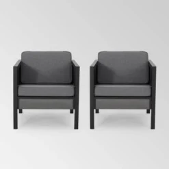 Jax Set Of 2 Faux Wood Club Chairs - Gray/Black - Christopher Knight Home