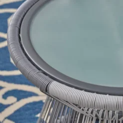 Milan Faux Rattan Side Table - Gray/White - Christopher Knight Home -Knight Outdoor Cheap Store GUEST 2d4072a4 cb07 4ae4 98f0 288b193e0442