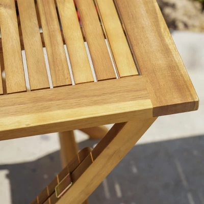 Positano Acacia Wood Foldable Square Bistro Table - Natural Christopher Knight Home 2 Positano Acacia Wood Foldable Square Bistro Table - Natural Christopher Knight Home - Image 2