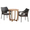 Clement 3pc Acacia And Wicker Bistro Set - Teak/Brown - Christopher Knight Home