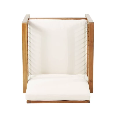 4pk Oana Outdoor Acacia Wood Chat Set With Cushions Teak/Beige - Christopher Knight Home 9 4pk Oana Outdoor Acacia Wood Chat Set With Cushions Teak/Beige - Christopher Knight Home - Image 9