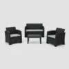 Daytona 4pc Faux Wicker Chat Set - Charcoal - Christopher Knight Home