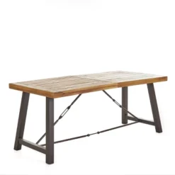 Spencer 7pc Wood & Wicker Dining Set - Brown - Christopher Knight Home -Knight Outdoor Cheap Store GUEST 311bc41b c2c7 4e43 a1a3 c986774bb5df