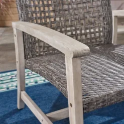 Hampton 2pk Wood & Wicker Mid-Century Club Chairs - Light Gray/Black - Christopher Knight Home -Knight Outdoor Cheap Store GUEST 31cf7bc6 0be7 4441 92a9 c1926274b261
