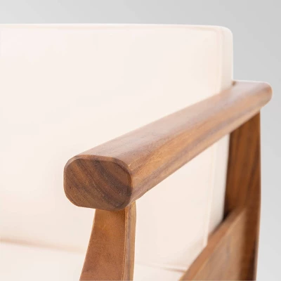 Aston 4pc Acacia Wood Mid-Century Modern Chat Set - Teak/Cream - Christopher Knight Home 3 Aston 4pc Acacia Wood Mid-Century Modern Chat Set - Teak/Cream - Christopher Knight Home - Image 3