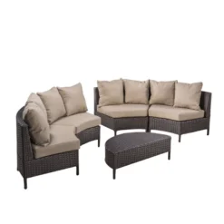 Newton 5pc Wicker Patio Lounge Set- Brown - Christopher Knight Home -Knight Outdoor Cheap Store GUEST 34073838 3148 494b be4f bb7d72d965f6