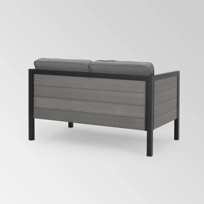 Jax 4pc Faux Wood Chat Set - Gray/ Gray - Christopher Knight Home 4 Jax 4pc Faux Wood Chat Set - Gray/ Gray - Christopher Knight Home - Image 4