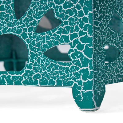 Eliana 12" Sunburst Outdoor Patio Iron Side Table - Crackle Teal - Christopher Knight Home 5 Eliana 12" Sunburst Outdoor Patio Iron Side Table - Crackle Teal - Christopher Knight Home - Image 5