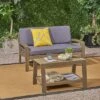 Grenada 2pc Acacia Wood Patio Chat Set - Gray/Dark Gray - Christopher Knight Home