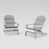 Malibu 2pk Acacia Wood Adirondack Chairs - White/Gray - Christopher Knight Home