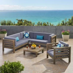 Oana 5pc Acacia Sectional Sofa Seating Set - Christopher Knight Home -Knight Outdoor Cheap Store GUEST 3963893c 4ce7 4c14 be8a f8f64436852b