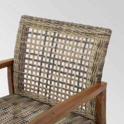 Hampton 4pk Wicker Mid-Century Club Chairs - Natural/Gray - Christopher Knight Home -Knight Outdoor Cheap Store GUEST 3a78ce8c c9e4 4d34 9b8d 1457d3d1ff52