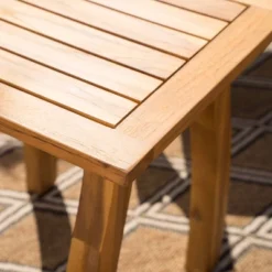 Cayo 3pc Acacia Wood Outdoor Patio Rocking Chair Chat Set - Natural/Cream - Christopher Knight Home -Knight Outdoor Cheap Store GUEST 3ded0fdf 468c 4bb5 ac06 7b67ab3299b7