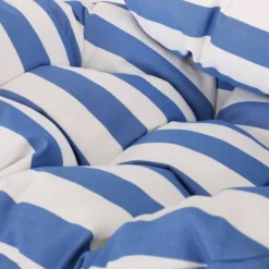 Los Alamitos Indoor/Outdoor Wicker Hanging Chair With 8' Chain - White/Blue - Christopher Knight Home -Knight Outdoor Cheap Store GUEST 3fd22610 0448 4123 be58 b07047558772