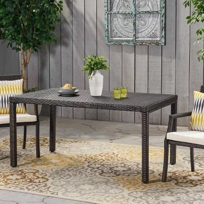Rhode Island Rectangular Wicker Dining Table - Multibrown - Christopher Knight Home 1 Rhode Island Rectangular Wicker Dining Table - Multibrown - Christopher Knight Home