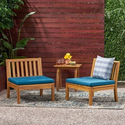 Caswell Set Of 2 Acacia Wood Club Chairs - Teak/Dark Teal - Christopher Knight Home 1 Caswell Set Of 2 Acacia Wood Club Chairs - Teak/Dark Teal - Christopher Knight Home