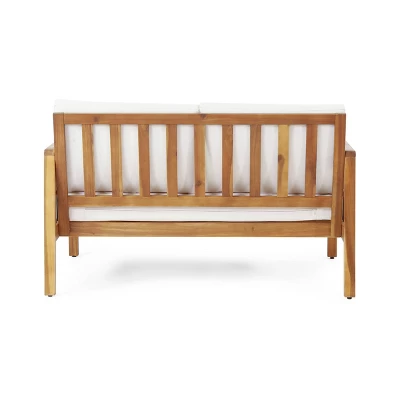 4pk Oana Outdoor Acacia Wood Chat Set With Cushions Teak/Beige - Christopher Knight Home 2 4pk Oana Outdoor Acacia Wood Chat Set With Cushions Teak/Beige - Christopher Knight Home - Image 2