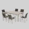 Cape Coral 7pc Aluminum & Wicker Glass Outdoor Patio Dining Set - Silver/Gray - Christopher Knight Home