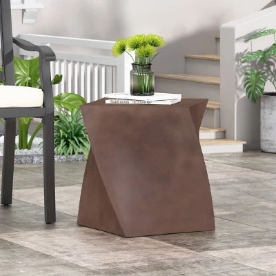 Abney Outdoor Light Weight Concrete Square Side Table Brown - Christopher Knight Home 2 Abney Outdoor Light Weight Concrete Square Side Table Brown - Christopher Knight Home - Image 2